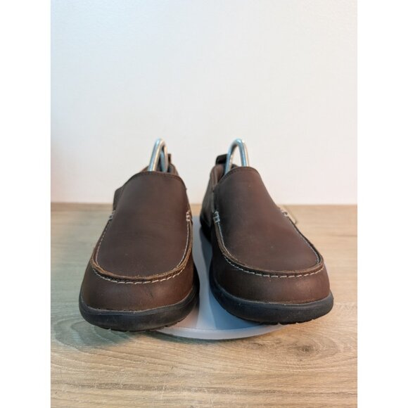 Crocs Men’s Denton Brown Leather Slip On Loafers Size 9 Classic - Picture 2 of 10